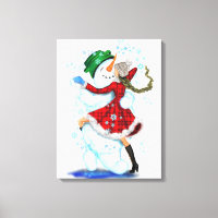 Feliz Snowman e Girl Dance Tango Festa de Natal