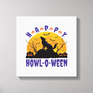 Impressão Em Tela Feliz Uivo O Ween Halloween Uivando Cachorro Essen