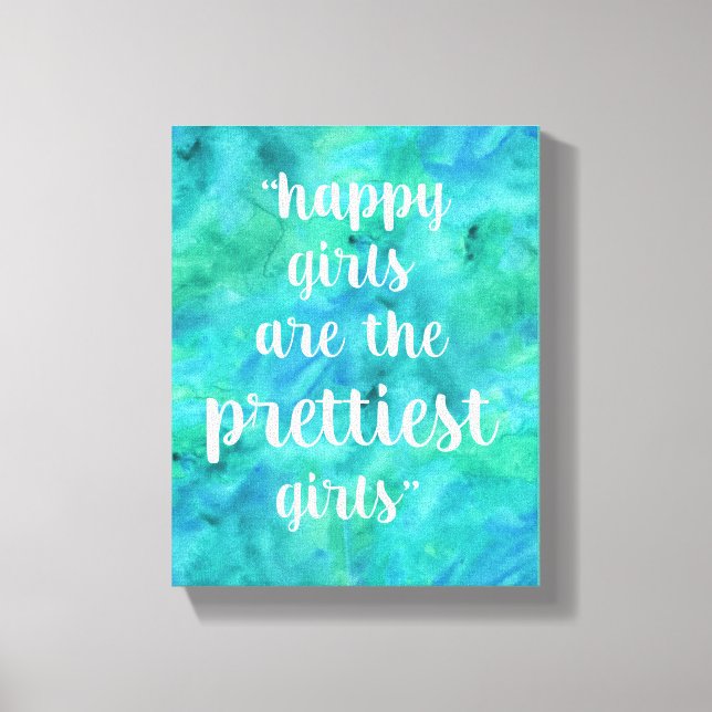 Impressão Em Tela Felizes Meninas citam aquarela azul (Frente)