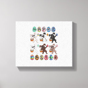 Impressão Em Tela Felz pascoa Dia Dabbing Rabbits Ovos Rapazes