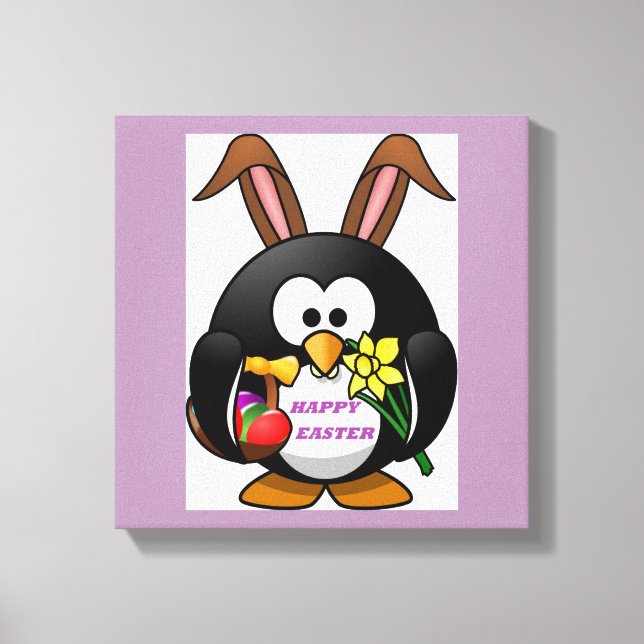 IMPRESSÃO EM TELA "FELZ PASCOA" PENGUIN BUNNY (Frente)