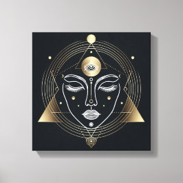 Impressão Em Tela Feminine Third Eye with Golden Geometry