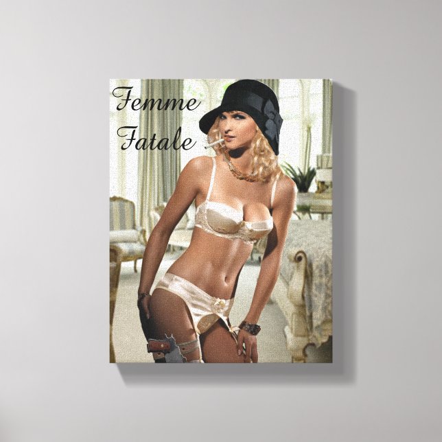 Impressão Em Tela Femme Fatale Diva, de 1920 - Fumar e Armas (Frente)