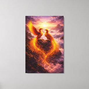 Impressão Em Tela Fênix Gêmeas da Luz Eterna