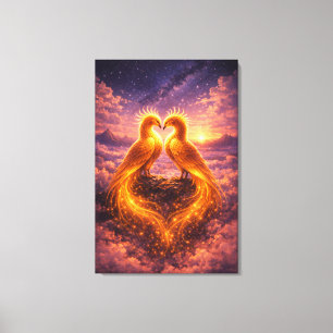 Impressão Em Tela Fênix Gêmeas da Luz Eterna