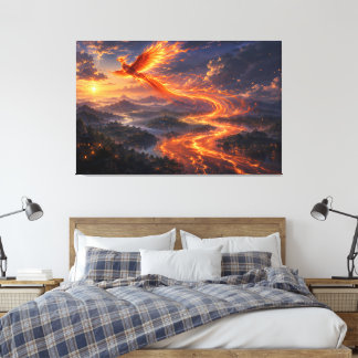 Impressão Em Tela Fenix Rio de Luz Fantasia Paisagem