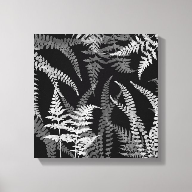 Impressão Em Tela Fern branco preto Abstrato moderno (Frente)