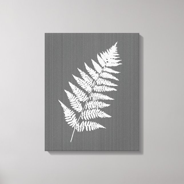 Impressão Em Tela Fern Frond, White em Cinzas/Cinzas de carvão (Frente)