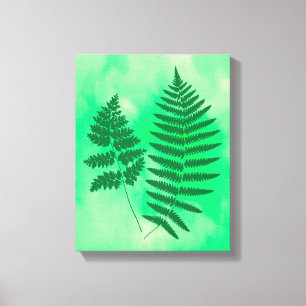 Impressão Em Tela Fern Fronds, Verde em uma Câmera de Fundo de Aquar