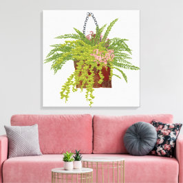 Impressão Em Tela Fern Ivy Hanging Plant Botanical Illustration Art 
