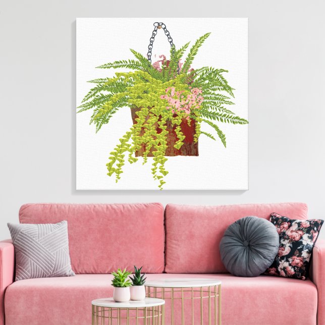 Impressão Em Tela Fern Ivy Hanging Plant Botanical Illustration Art  (Insitu(Sala de estar))