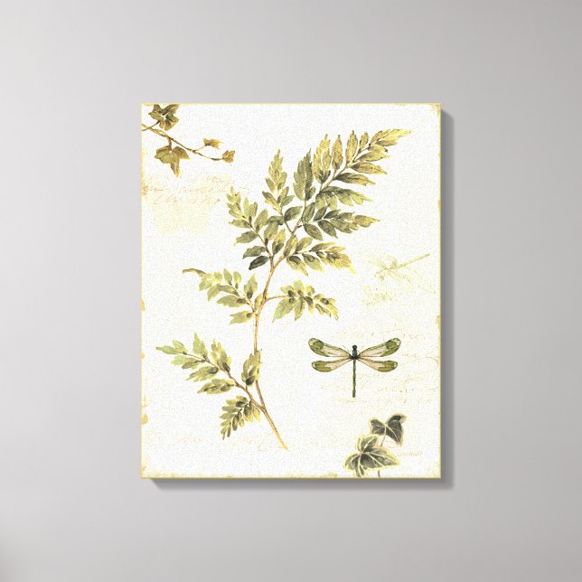 Impressão Em Tela Ferns Decorativos e uma Dragonfly (Frente)