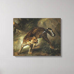 Impressão Em Tela Ferocious Wild Leopard (por Jean-Baptiste Oudry)