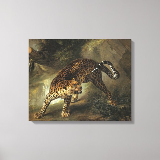 Impressão Em Tela Ferocious Wild Leopard (por Jean-Baptiste Oudry) (Frente)
