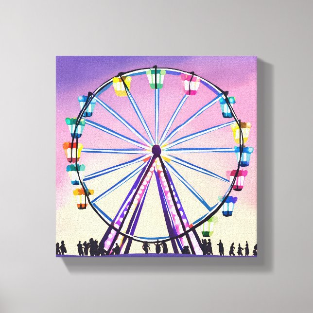 Impressão Em Tela Ferris Wheel Sunset | Linda Aquarela (Frente)