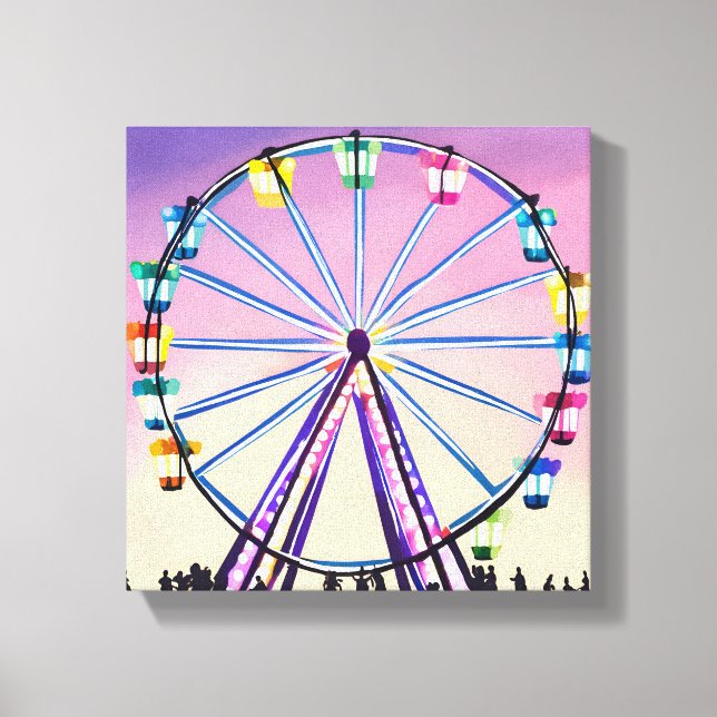 Impressão Em Tela Ferris Wheel Sunset | Linda Aquarela (Frente)