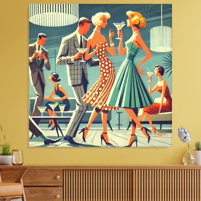 Impressão Em Tela Festa de Cocktail de Dança Martini Moderno de Mead (Insitu(Sala de estar))