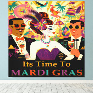 Impressão Em Tela Festa de Cocktail Mardi Gras Retro Meados do Sécul