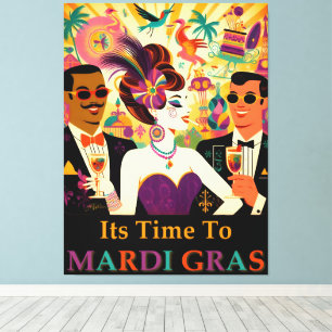 Impressão Em Tela Festa de Cocktail Mardi Gras Retro Meados do Sécul