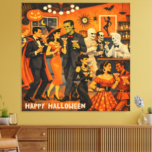 Impressão Em Tela Festa de Martini de Halloween no Estilo Moderno de