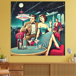 Impressão Em Tela Festa de Martini Las Vegas Era Espacial