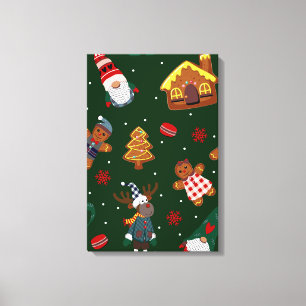 Impressão Em Tela Festa de Natal Gnomos de Pão de Mel Adoráveis Rena