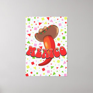 Impressão Em Tela Festa engraçada de Chili Pepper no México