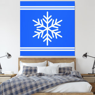 Impressão Em Tela Festivo Real Blue Racing Stripes Snowflake