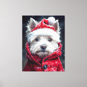 Impressão Em Tela Festivo Westie na neve