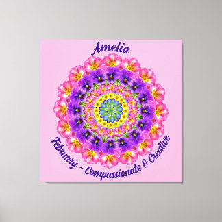 Impressão Em Tela Fevereiro Nascimento Flor Personalizado Mandala Ze