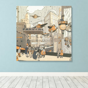Impressão Em Tela Ficção científica urbana vintage Paris, Steam Punk