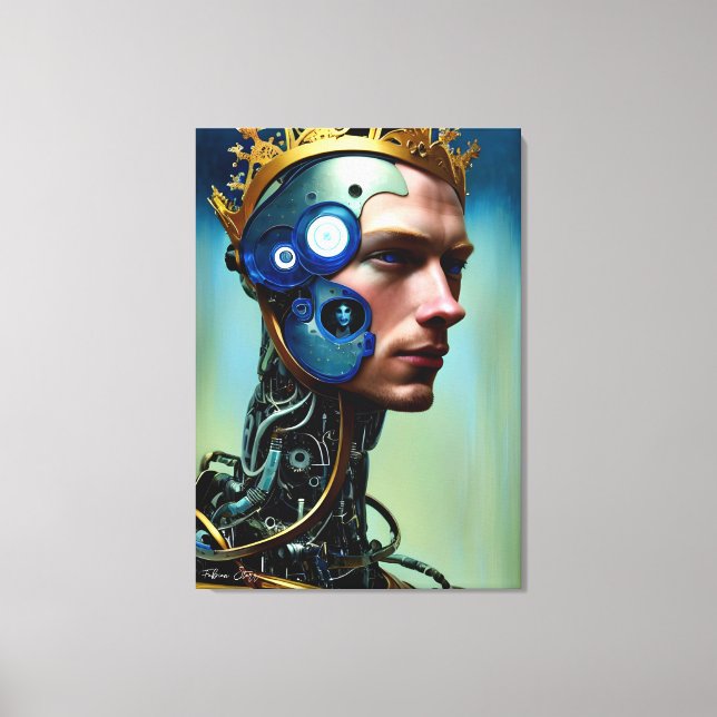 Impressão Em Tela Ficha científica futurística Arte do Homem Cyborg (Frente)