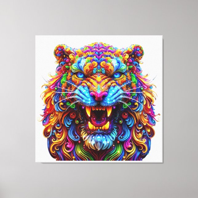 Impressão Em Tela Fierce Glower Tiger (Frente)