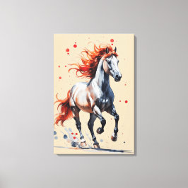 Impressão Em Tela Fiery Spirit - Majestic Horse Watercolor Art