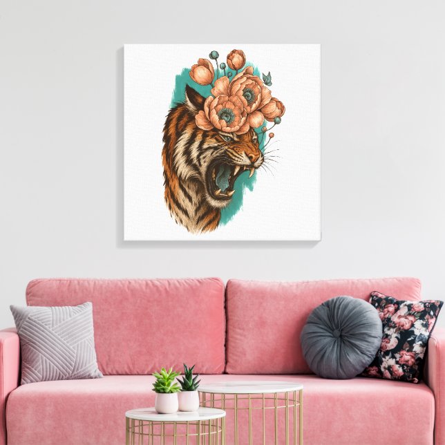 Impressão Em Tela Fiery Tiger Bloom (Insitu(Sala de estar))