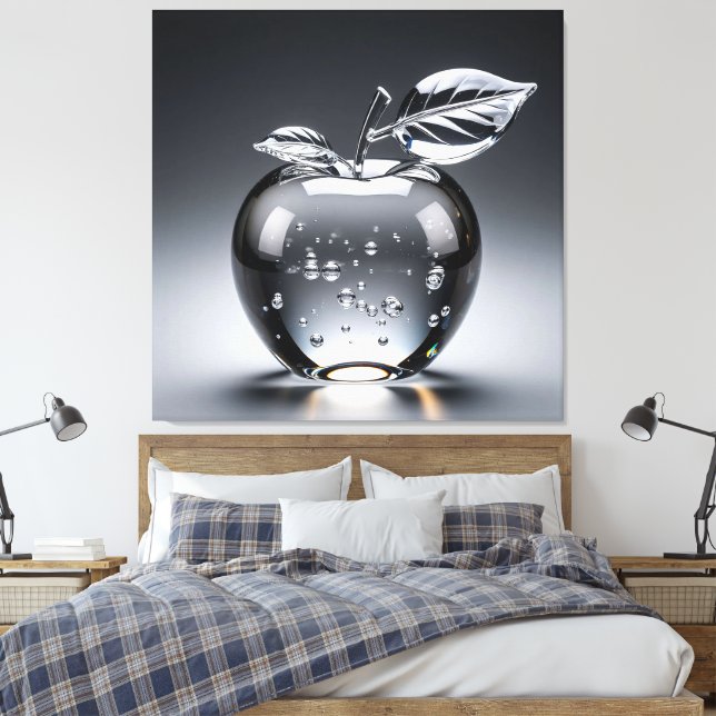 Impressão Em Tela Figura de Maçã de Cristal com Design Transparente (Insitu(Quarto))