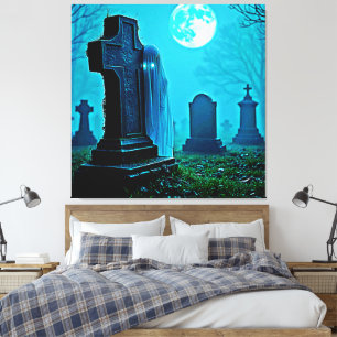 Impressão Em Tela Figura fantasma em um Design cemitério