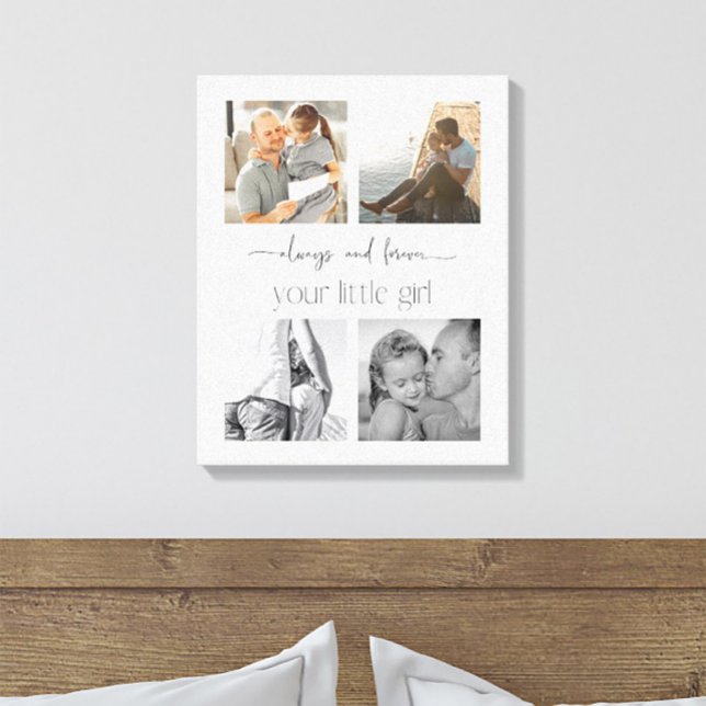 Impressão Em Tela Filha do Pai Simples 4 Fotografia Da Sua Menina (Easily personalize this stretched canvas with your photos for a special gift for a special dad)