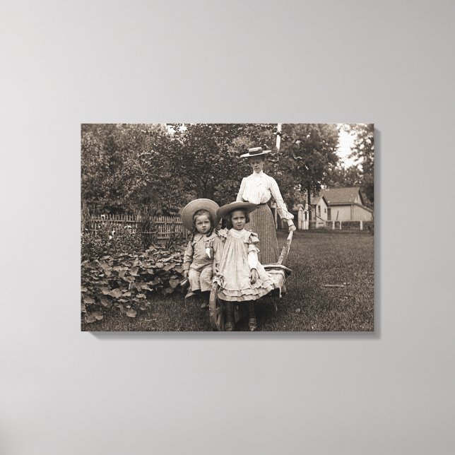 Impressão Em Tela Filhas-Mãe, Jardim de Jardinagem Heirloom 1890 (Frente)