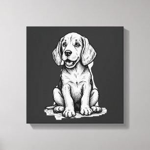 Impressão Em Tela Filhote de Beagle adorável, amante de animais da f