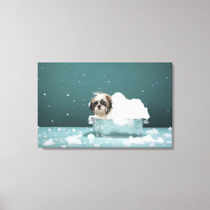 Impressão Em Tela Filhote de cachorro no banho da espuma