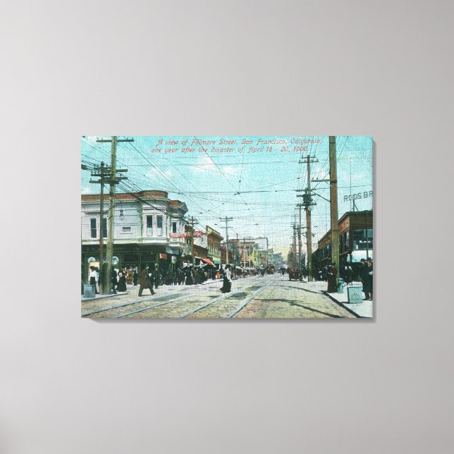Impressão Em Tela Fillmore Street View 1 ano após o incêndio de 1906 (Frente)
