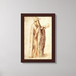 Impressão Em Tela Filósofo grego com crânio humano por Michelangelo