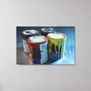 Impressão Em Tela Fim-acima de quatro latas da pintura