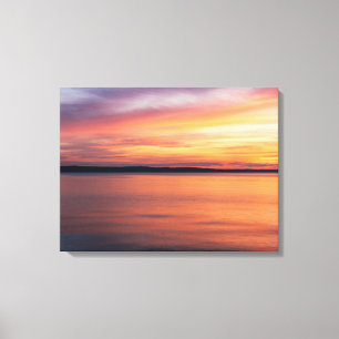 Impressão Em Tela Fim de tarde quente pôr do sol sobre fotografia do