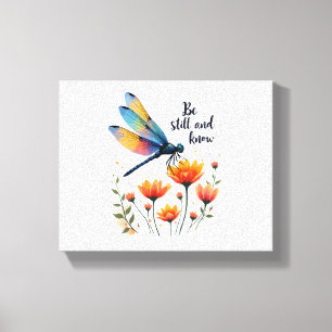 Impressão Em Tela Fique quieto e conheça Floral Dragonfly Christian 