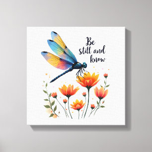 Impressão Em Tela Fique quieto e conheça Floral Dragonfly Christian