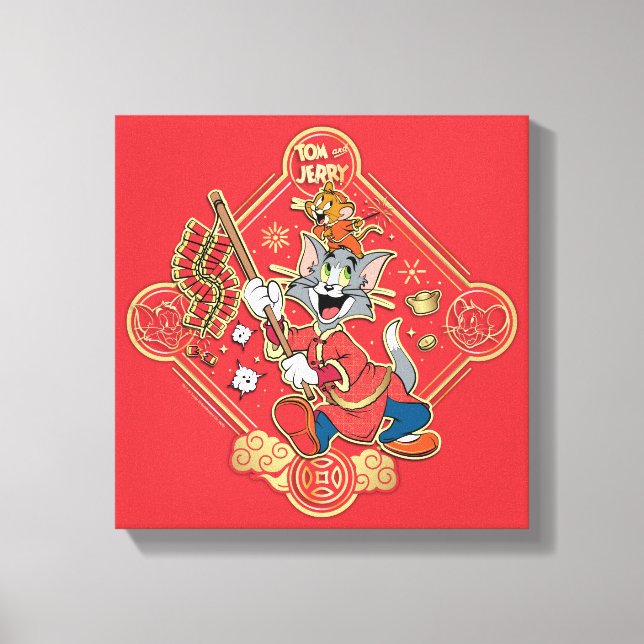 Impressão Em Tela Firecrackers de Iluminação do Tom e Jerry (Frente)