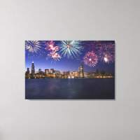 Fireworks sobre o skyline 2 de Chicago