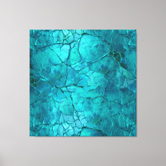 Impressão Em Tela Fissuras, Linhas em Teal e Turquesa (Frente)
